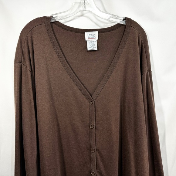 Only Necessities Plus Size 5X Top Brown V Neck‎ Long Sleeve Button Front 1395 - Picture 4 of 7
